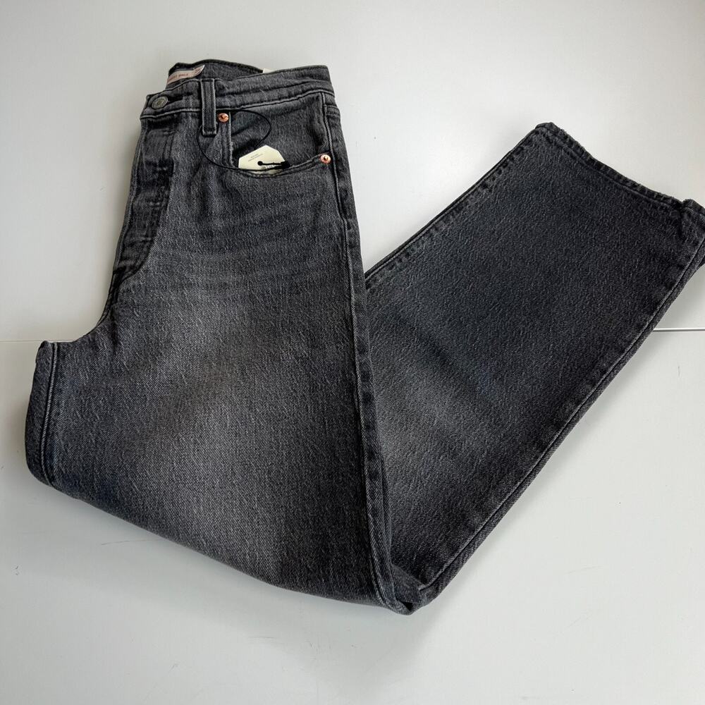 Levi's Premium Women Ribcage Straight Ankle Button Fly Jeans 32x29 Black NWT
